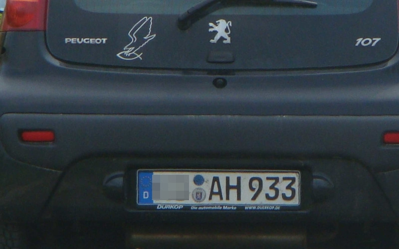 Das KfZ-Kennzeichen des Teilnehmers eines Neonazitreffens ist sicher kein Zufall. AH sind die Initialen von Adolf Hitler, 933 dürfte für 1933, das Jahr der nationalsozialistischen Machtergreifung, stehen.