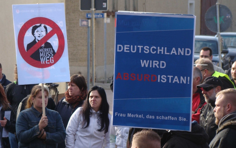 Zum »Corporate Design« der Alternative für Deutschland gehört die Farbkombination von hellblau, weiß und rot. Die AfD hat Richtlinien aufgestellt, wonach Aktivist:innen und Untergliederungen mit den »klar definierten Elementen (Logos, Farben, Schriften, Sprache…)« in Erscheinung treten sollen. Die Farbgestaltung hat hohen Wiedererkennungswert. So werden politische Plakate, die in diesen Farben gehalten sind, mit der AfD assoziiert, selbst wenn der rote Pfeil oder andere Hinweise auf die AfD fehlen.