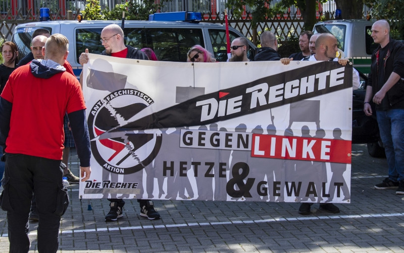 An dieser Kundgebung der Partei Die Rechte am 18. Mai 2019 in Hildesheim nahmen nur 19 Personen teil.