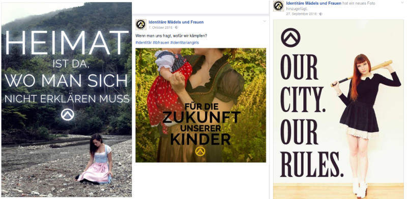 Ein wichtiger Bestandteil der Lebenswelt der IB ist die Gleichzeitigkeit unterschiedlicher stilistischer Inszenierungen vom Völkischen bis zur Popkultur. Zum Beispiel werden Anhänger_innen Identitäten als »Frauen«, »Mädels« und »Identitariangirls« angeboten. Die klischeehafte völkische Mutter, die heimatliebende Romantikerin und das Girlie, das frech mit dem Baseballschläger (dem männlichen Gewaltsymbol schlechthin) posiert, sie alle repräsentieren – zumindest virtuell – den »Identitären Stil«.