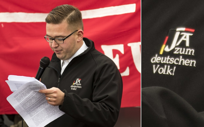 Auch sind bestimmte Slogans und deren typische Darstellung der NPD zuzuordnen. "Ja zum deutschen Volk" war Motto des NPD-Parteitags im Jahr 2017. Dazu wurde ein Motiv entworfen, dass den Slogan in der abgebildeten Darstellung zeigt. Das Motiv "Ja zum deutschen Volk!" wird von der Partei unter anderem auf Basecaps, Jacken und Shirts angeboten.