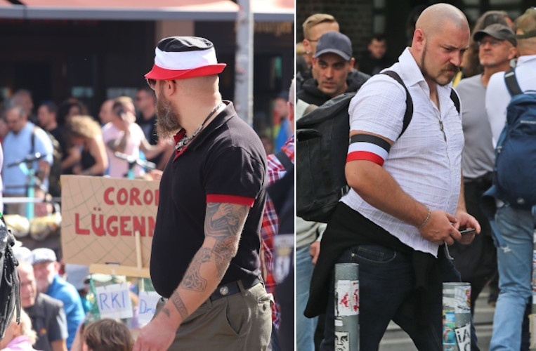Teilnehmende einer Demonstration gegen die Maßnahmen zur Eindämmung der COVID-19-Pandemie im August 2020 in Berlin.