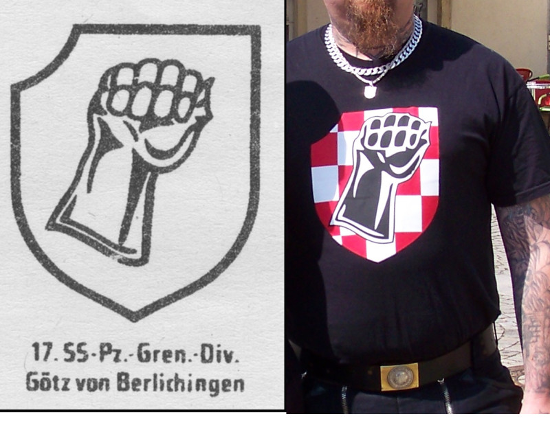Die Neonazigruppe Furchtlos und Treu aus dem Raum Heilbronn übernahm und »modernisierte« das Abzeichen der 17. SS-Panzer-Grenadier-Division Götz von Berlichingen.