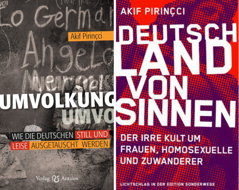 Die politischen Bücher von Akif Pirincci werden im Spektrum der Neuen Bewegung breit beworben. Pirincci schreibt in einer Vulgärsprache und reiht alle Themen, Schlagworte und Verschwörungsideologien der Neuen Bewegung aneinander.