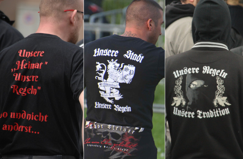 In der Neuen Bewegung von Rechts bis hin in den harten Kern der Neonaziszene sind Motive weit verbreitet, die zum Ausdruck bringen, wer »hier« (in diesem Land, in dieser Stadt) angeblich das Sagen hat. Die in großer Mehrheit männlichen Träger sehen sich als Verteidiger einer als natürlich erachteten Gesellschaftsordnung, in der sie sich selbst die dominanten Positionen zusichern. Lebensentwürfe, die als fremd und abweichend wahrgenommen werden, werden untergeordnet und offen angefeindet, wenn sie nach gesellschaftlicher Teilhabe und Gleichberechtigung trachten.