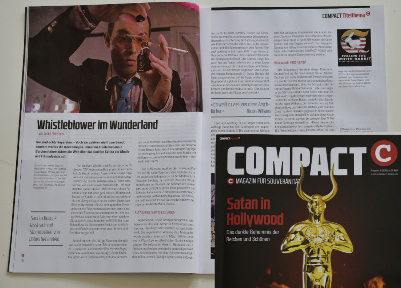 Auch das Magazin COMPACT greift in seiner Ausgabe von August 2020 den Adrenochrom-Mythos auf.