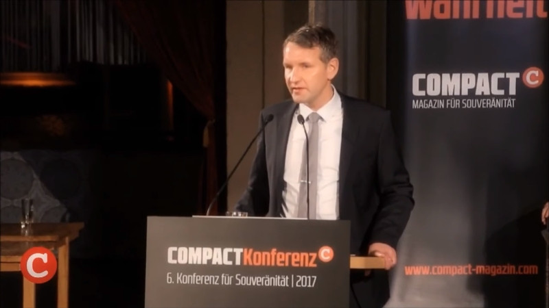 Auftritt des AfD-Politikers Björn Höcke auf der COMPACT-Konferenz 2017 in Leipzig.