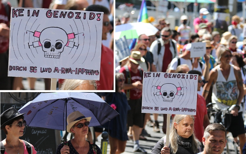 Teilnehmende der Demonstration gegen die Maßnahmen zur Eindämmung der Corona-Pandemie am 01. August 2020 in Berlin.