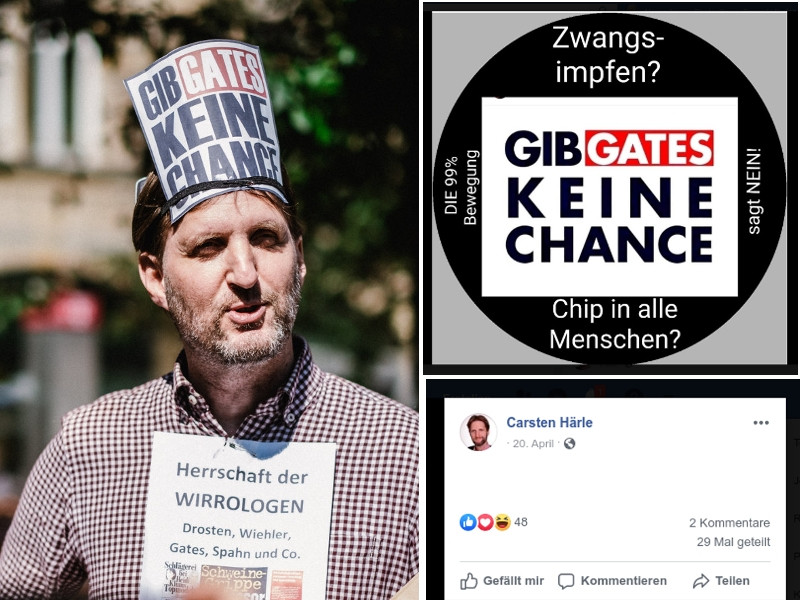 Carsten Härle ist Vorsitzender der AfD-Stadtverordnetenfraktion in Heusenstamm (Landkreis Offenbach, Hessen) und Anhängers des »Flügels« um Björn Höcke. Das Bild links zeigt ihn auf einer »Hygiene-Demonstration« im Mai 2020 in Frankfurt am Main.