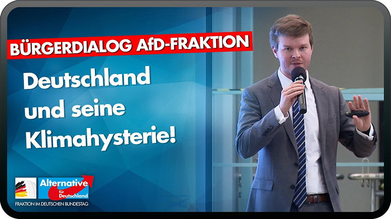 Unter dem Motto »Deutschland und seine Klimahysterie« führte die Bundestagsfraktion der Alternative für Deutschland im Jahr 2019 eine Veranstaltung durch. Der Begriff »Klimahysterie« wurde von der Jury »Sprachkritischen Aktion Unwort des Jahres« zum »Unwort des Jahres« 2019 bestimmt. In der Begründung heißt es: »Mit dem Wort »Klimahysterie« werden Klimaschutzbemühungen und die Klimaschutzbewegung diffamiert und wichtige Debatten zum Klimaschutz diskreditiert. Der Ausdruck wurde 2019 von vielen in Politik, Wirtschaft und Medien – von der F.A.Z. über Unternehmer bis hin insbesondere zu AfD-Politikern – verwendet. Er pathologisiert pauschal das zunehmende Engagement für den Klimaschutz als eine Art kollektiver Psychose. Vor dem Hintergrund wissenschaftlicher Erkenntnisse zum Klimawandel ist das Wort zudem irreführend und stützt in unverantwortlicher Weise wissenschaftsfeindliche Tendenzen.«
